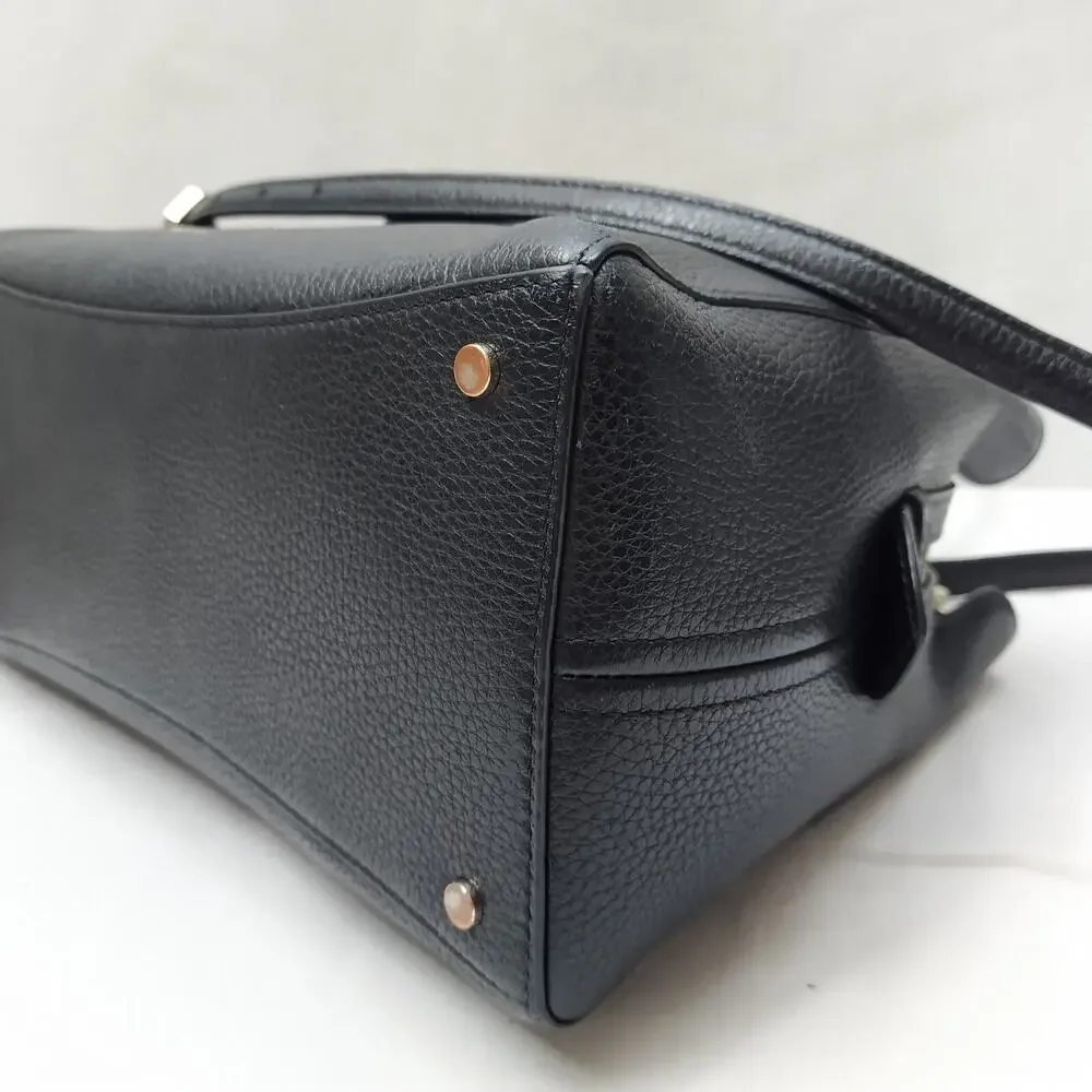 Kate Spade New York Black Leather Double Handles Zipper Closure Satchel Bag